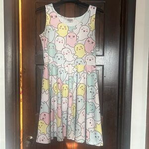 Cowcow Pastel Ghost Print Skater Dress